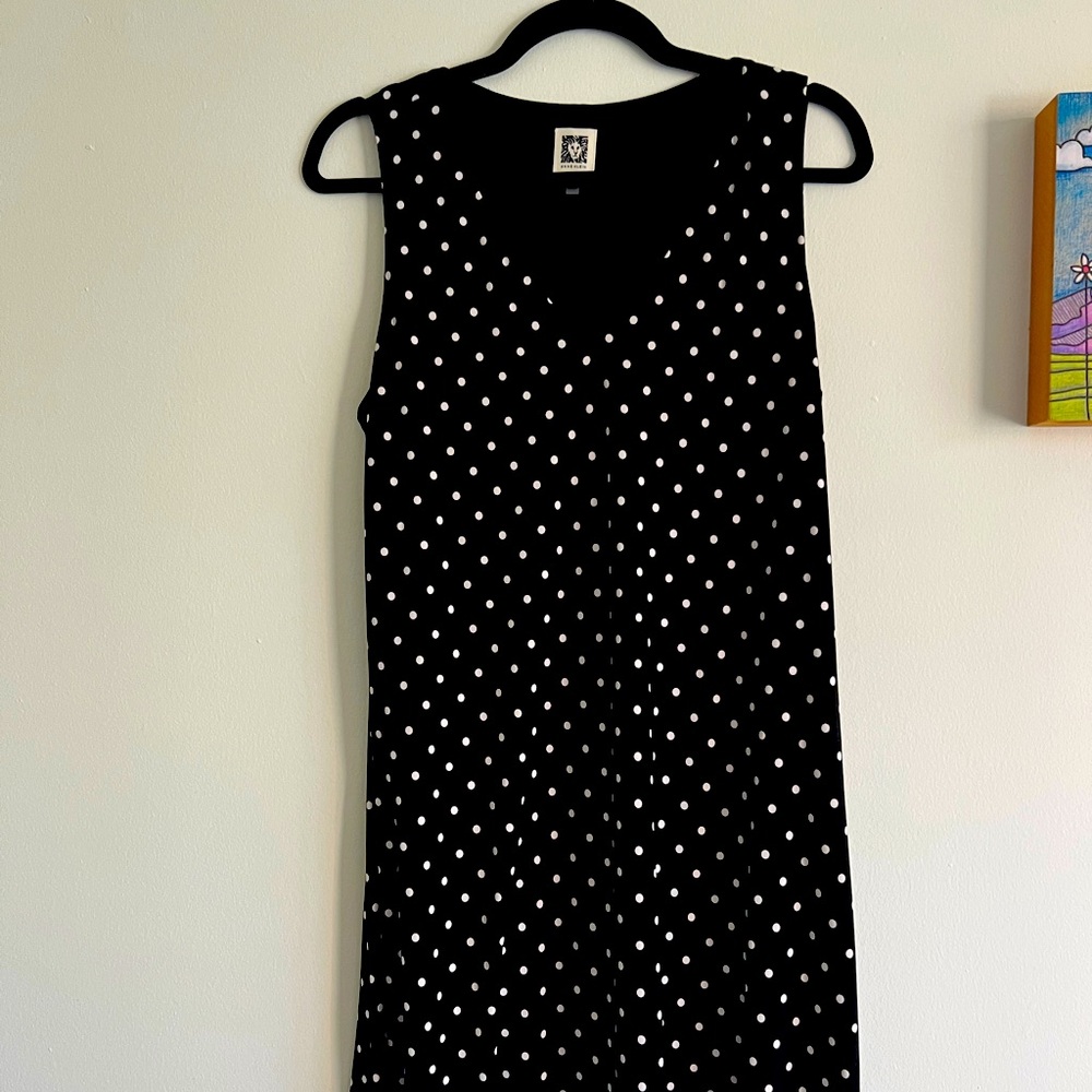 Anne Klein Black Polka Dot Knit Dress